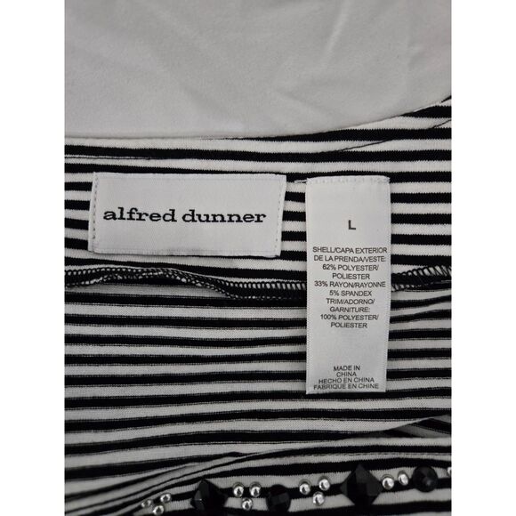 Alfred Dunner Tiered Ruffled Blouse Women Large Black Stripe - Picture 3 of 3
